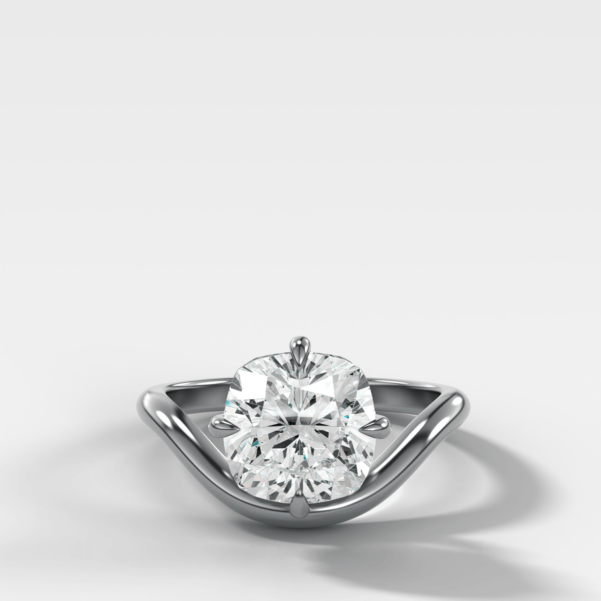 Contoured Compass Set Engagement Ring with Square Cushion Cut Diamond - GOODSTONE – White Gold / Platinum