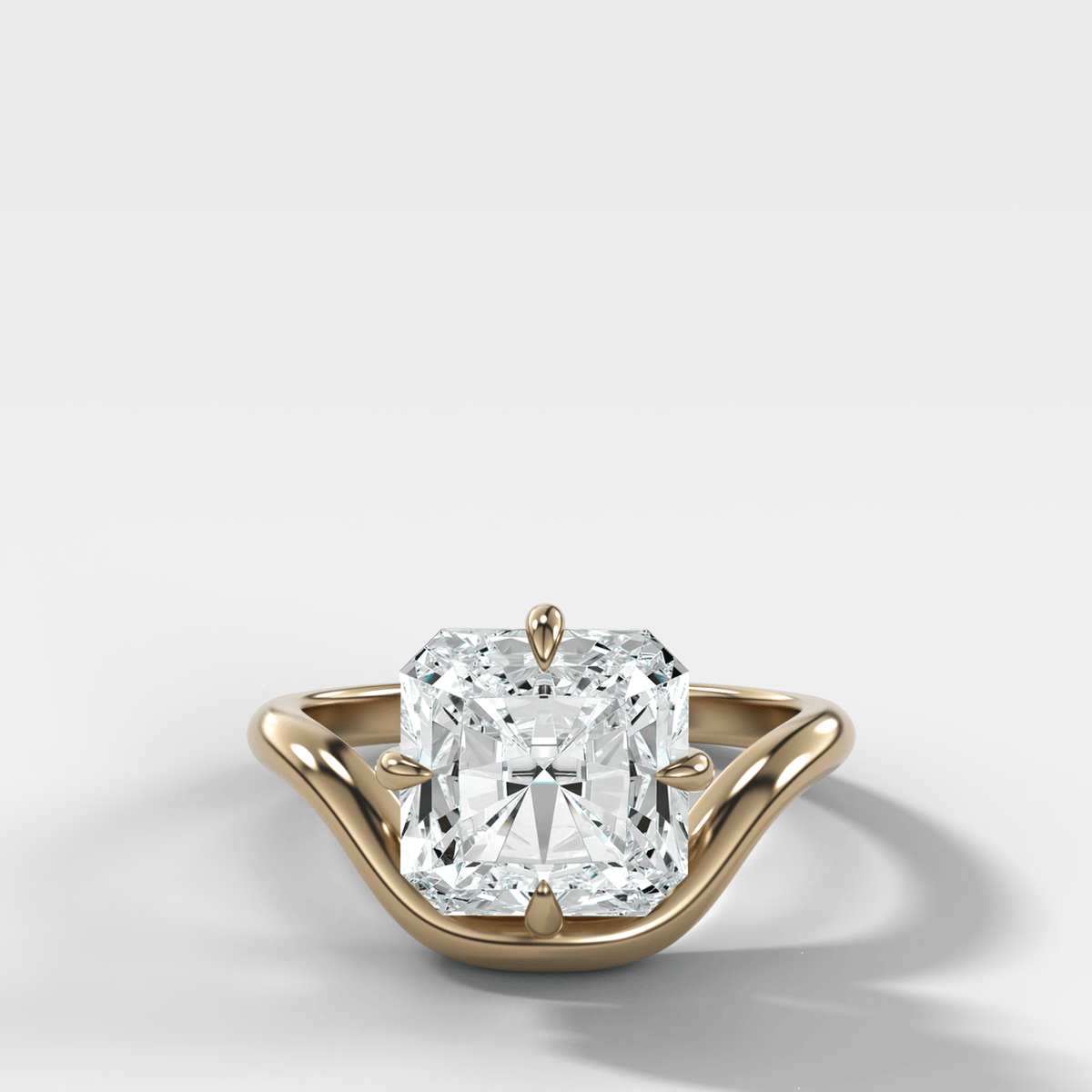 Contoured Compass Set Engagement Ring with Square Radiant Cut Diamond - GOODSTONE