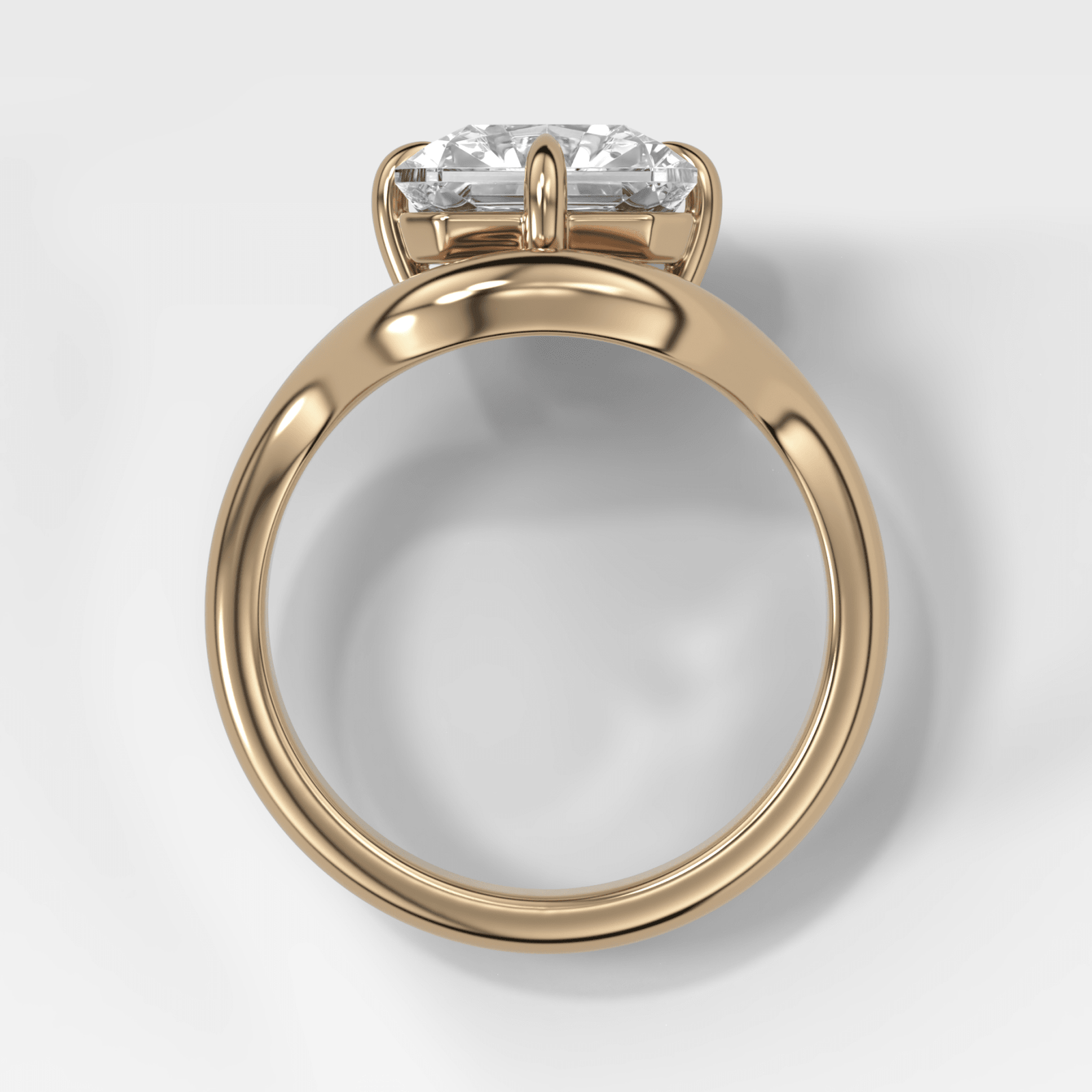 Contoured Compass Set Engagement Ring with Square Radiant Cut Diamond - GOODSTONE