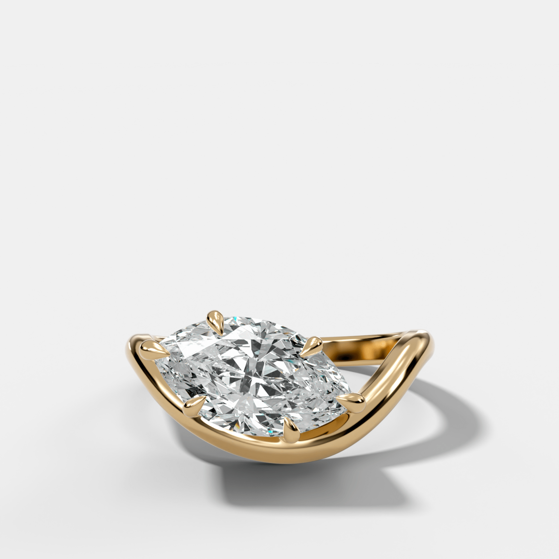 Contoured Engagement Ring with a 1.01ct Lab Grown Marquise Cut Diamond - GOODSTONE
