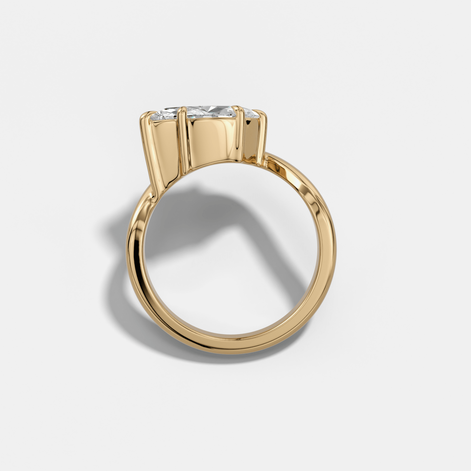 Contoured Engagement Ring with a 1.01ct Lab Grown Marquise Cut Diamond - GOODSTONE