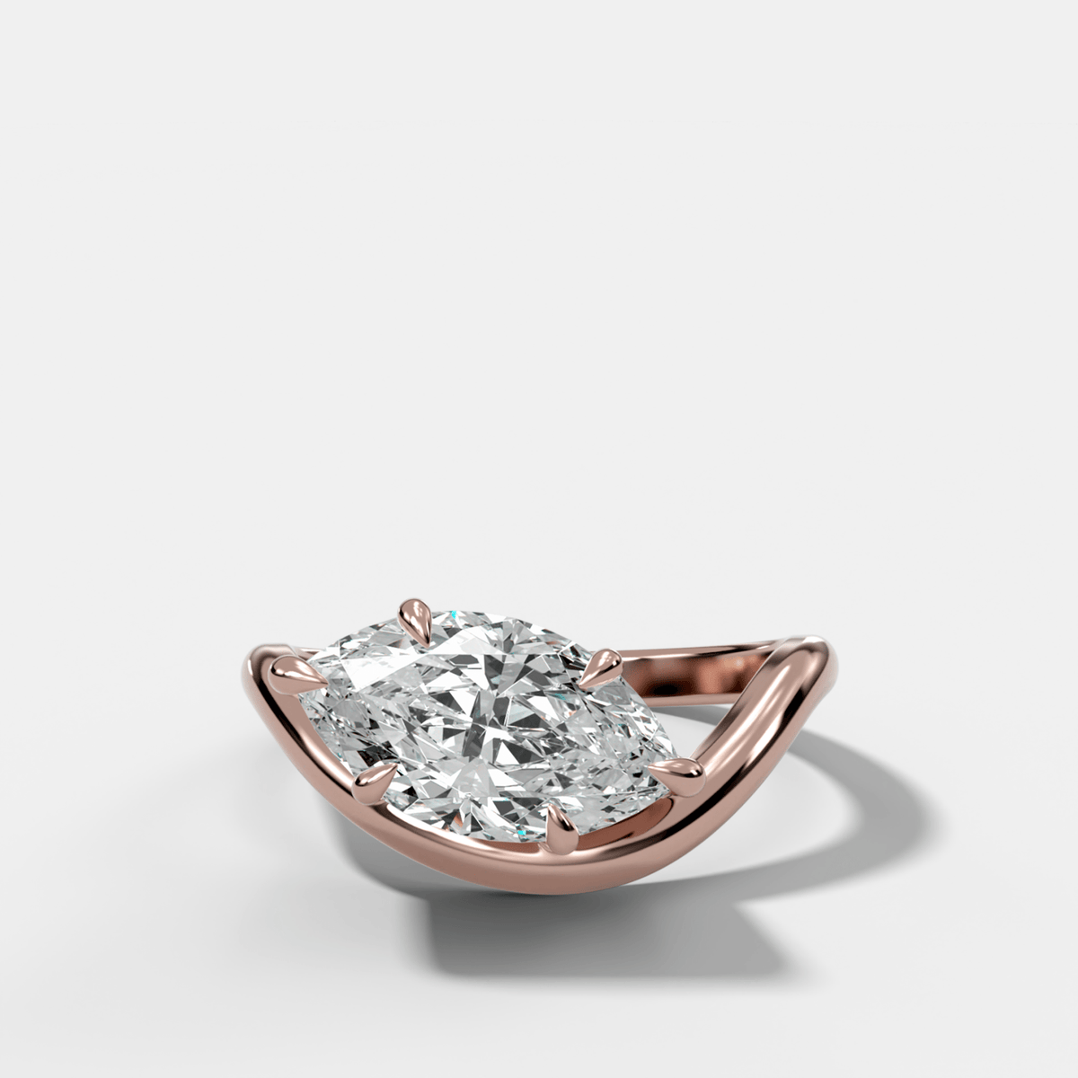 Contoured Engagement Ring with a Marquise Cut Diamond - GOODSTONE