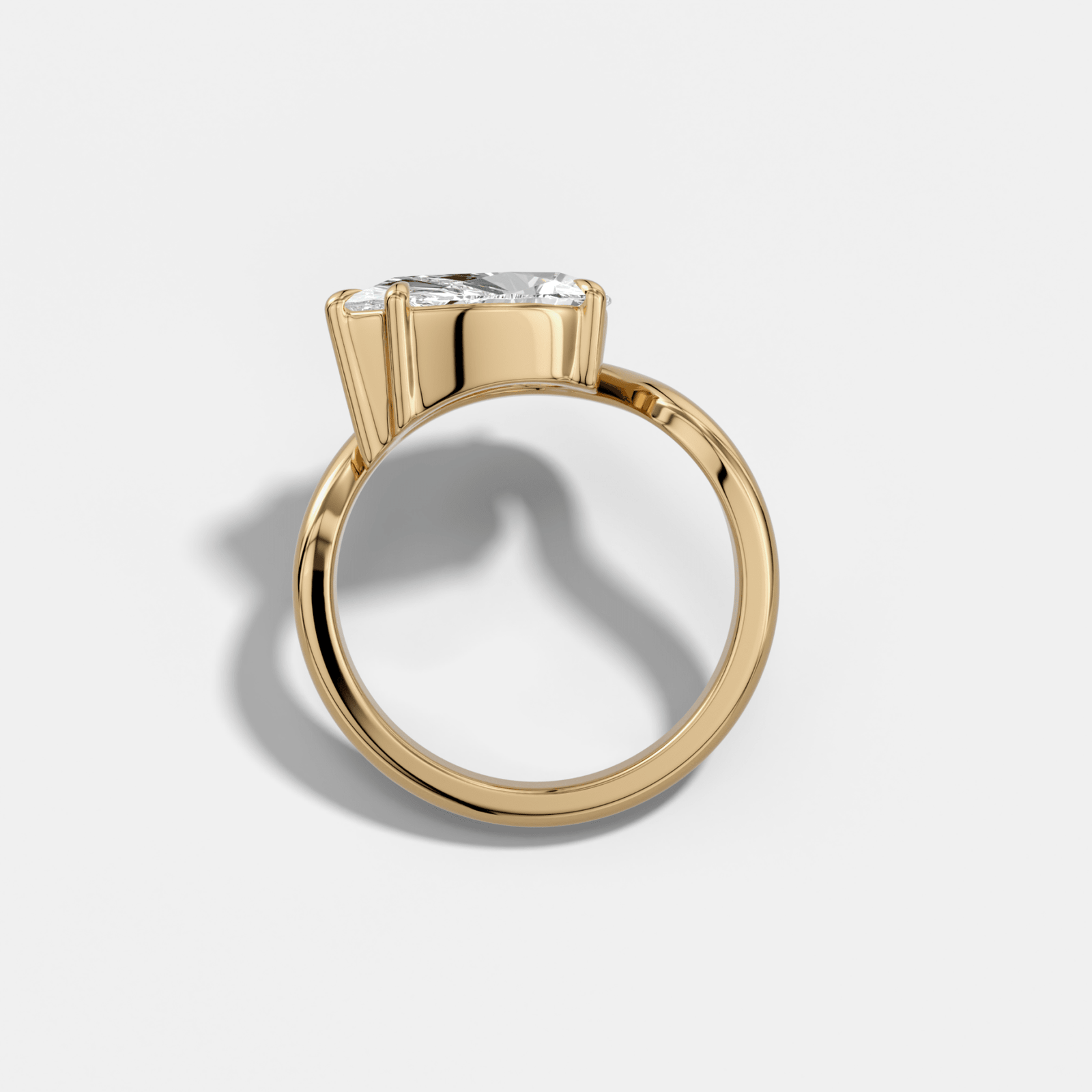 Contoured Engagement Ring with a Pear Cut Diamond - GOODSTONE