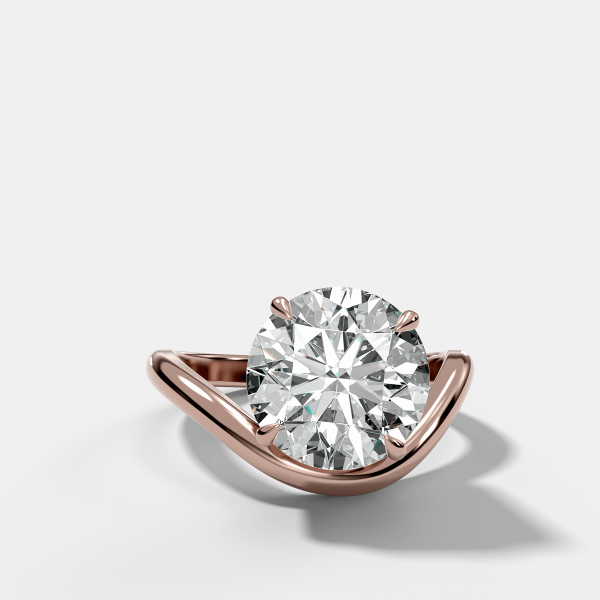 Contoured Engagement Ring with a Round Cut Diamond - GOODSTONE