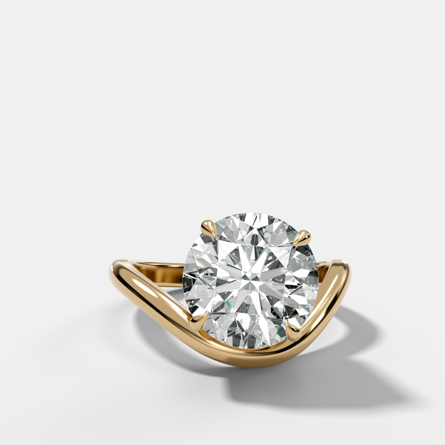 Contoured Engagement Ring with a Round Cut Diamond - GOODSTONE