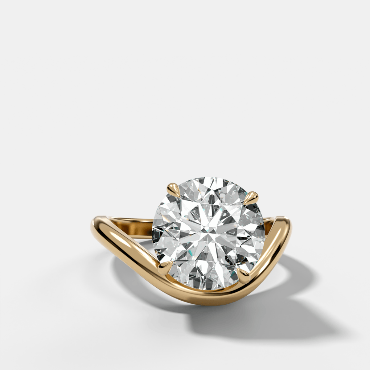 Contoured Engagement Ring with a Round Cut Diamond - GOODSTONE