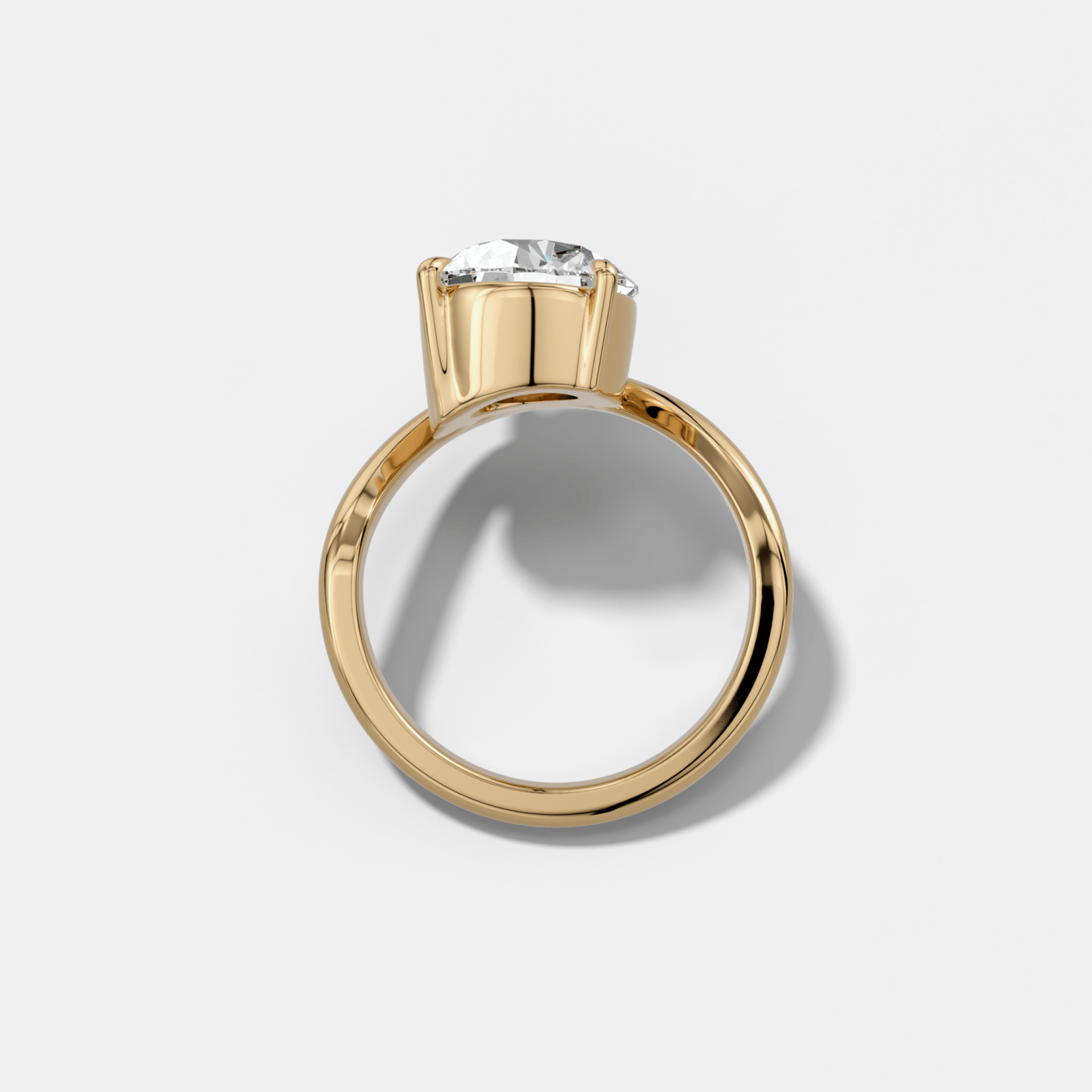 Contoured Engagement Ring with a Round Cut Diamond - GOODSTONE