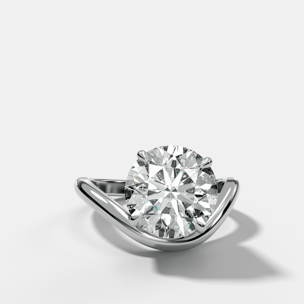 Contoured Engagement Ring with a Round Cut Diamond - GOODSTONE