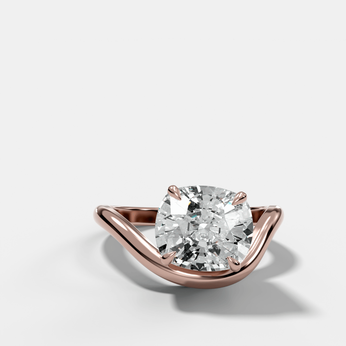 Contoured Engagement Ring with an Elongated Cushion Cut Diamond - GOODSTONE