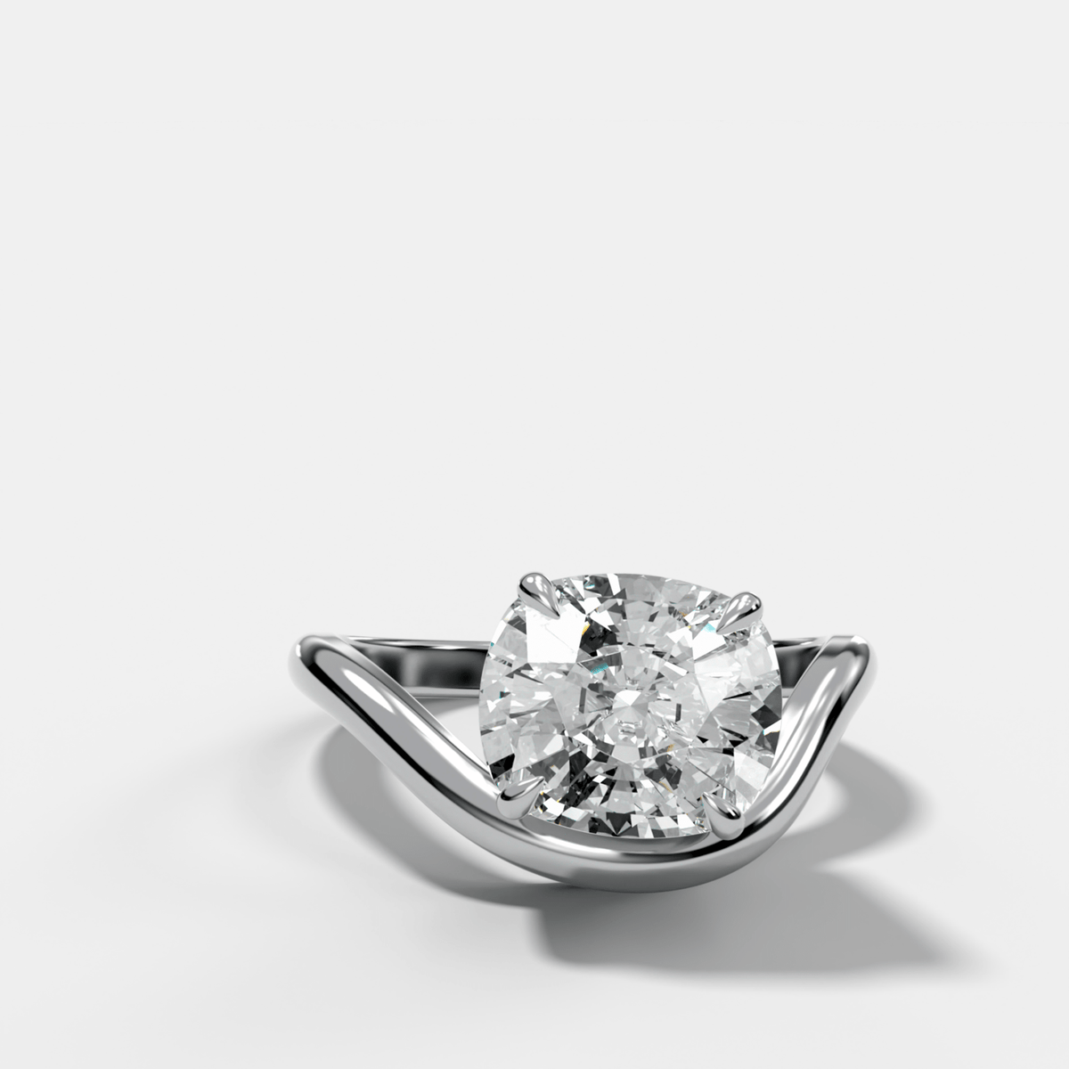 Contoured Engagement Ring with an Elongated Cushion Cut Diamond - GOODSTONE