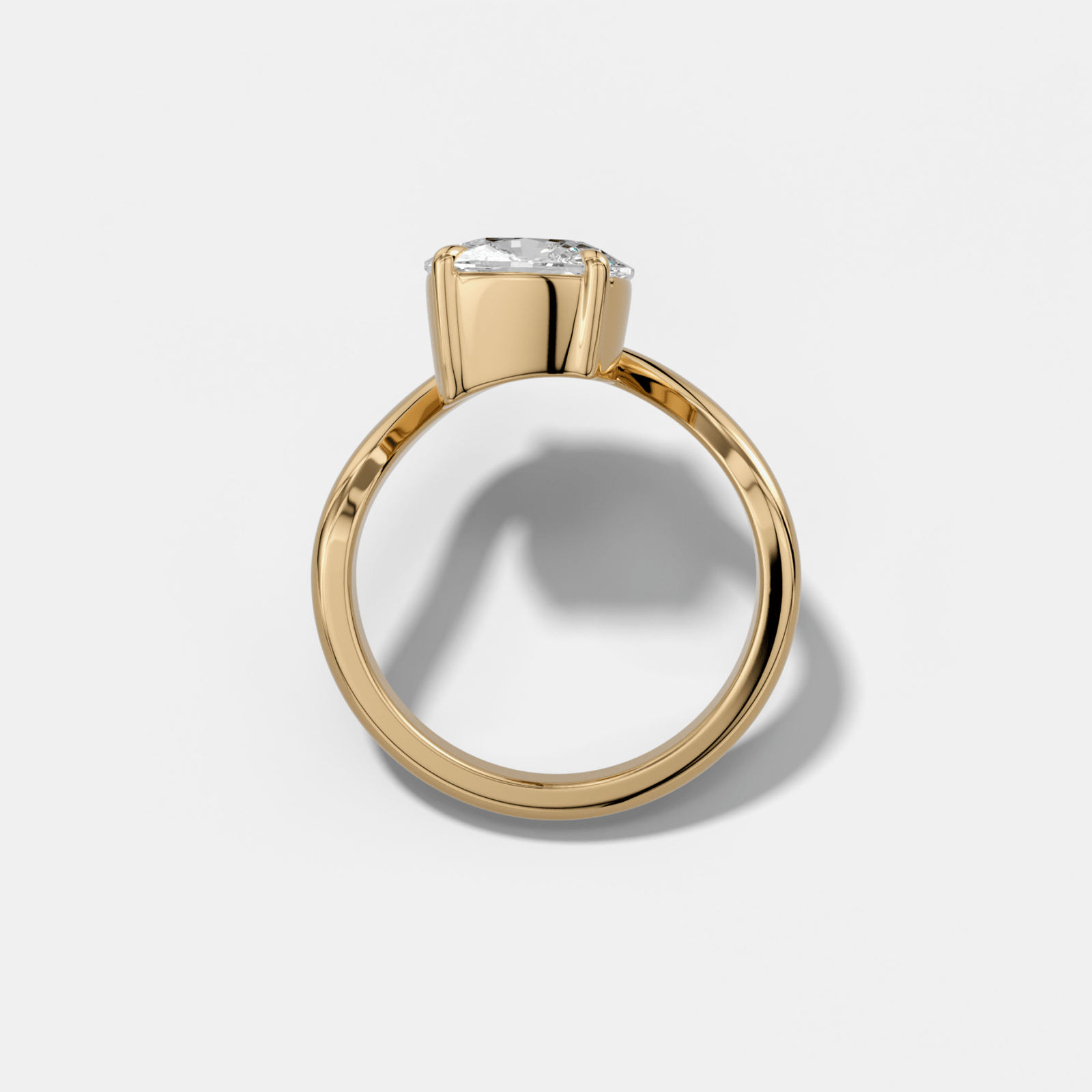 Contoured Engagement Ring with an Elongated Cushion Cut Diamond - GOODSTONE