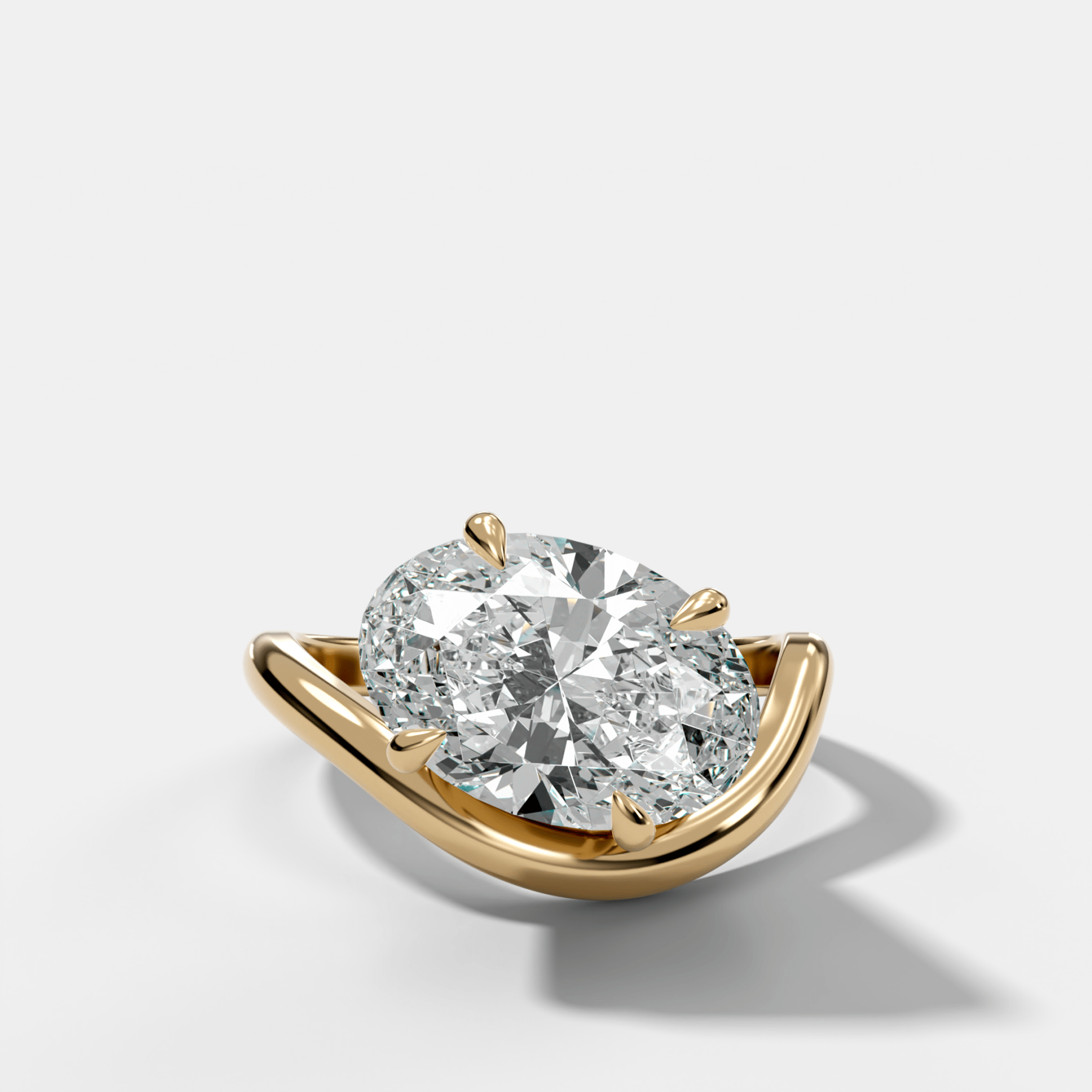 Contoured Engagement Ring with an Oval Cut Diamond - GOODSTONE