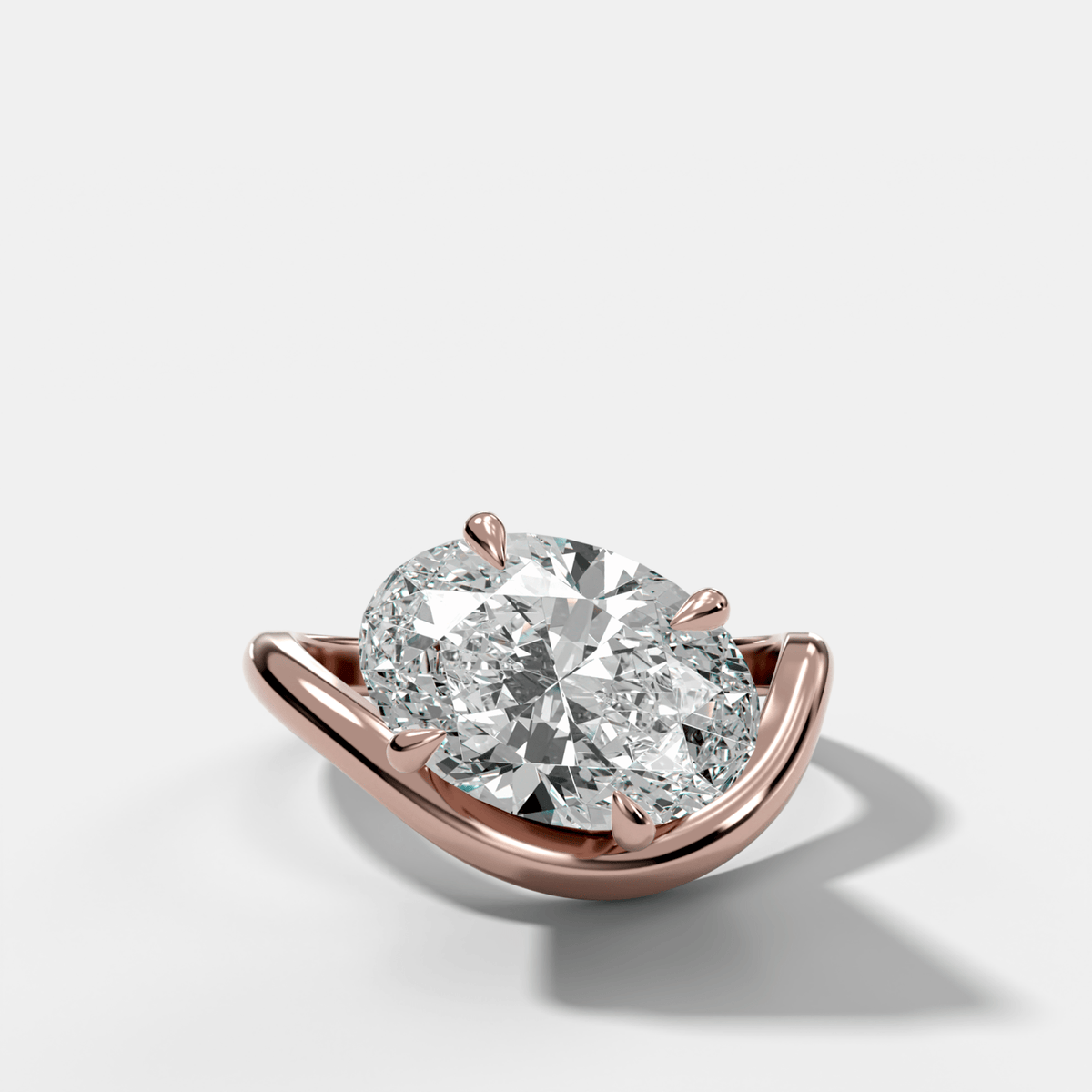 Contoured Engagement Ring with an Oval Cut Diamond - GOODSTONE