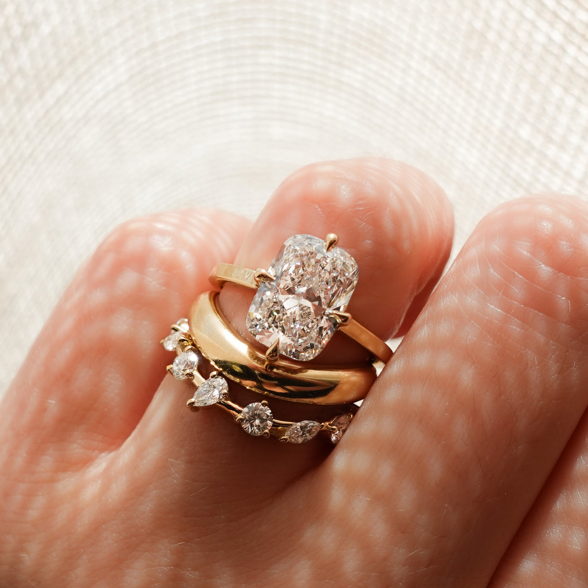 Mixed Shape Contoured Wedding Band