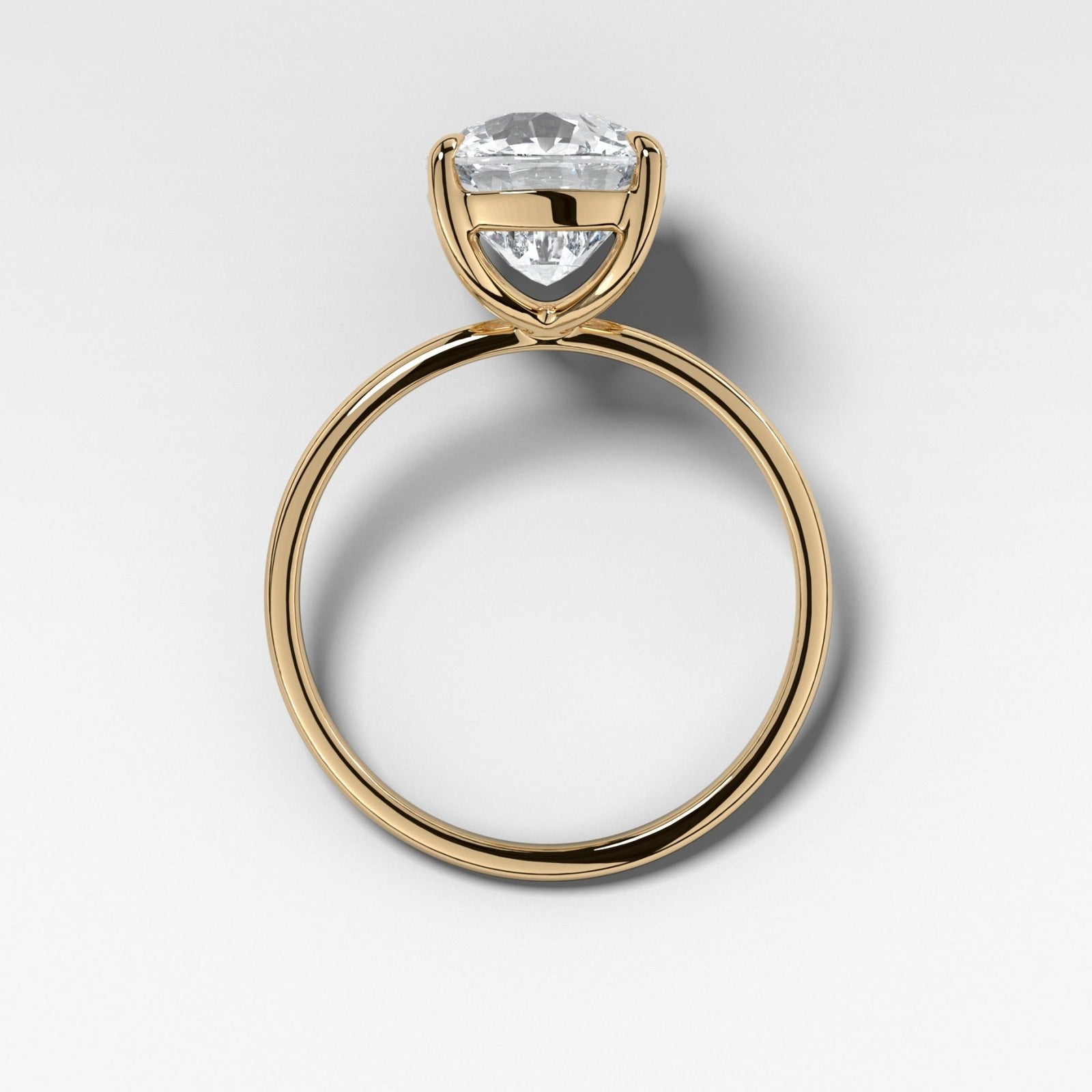 Crescent Solitaire Engagement Ring With Elongated Cushion Cut Diamond - GOODSTONE
