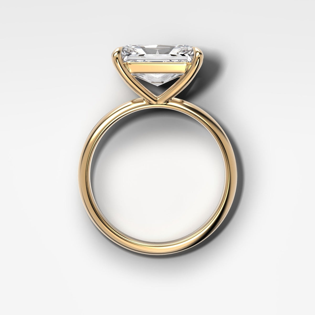 Crescent Solitaire Engagement Ring With Elongated Radiant Cut Diamond (East West) - GOODSTONE