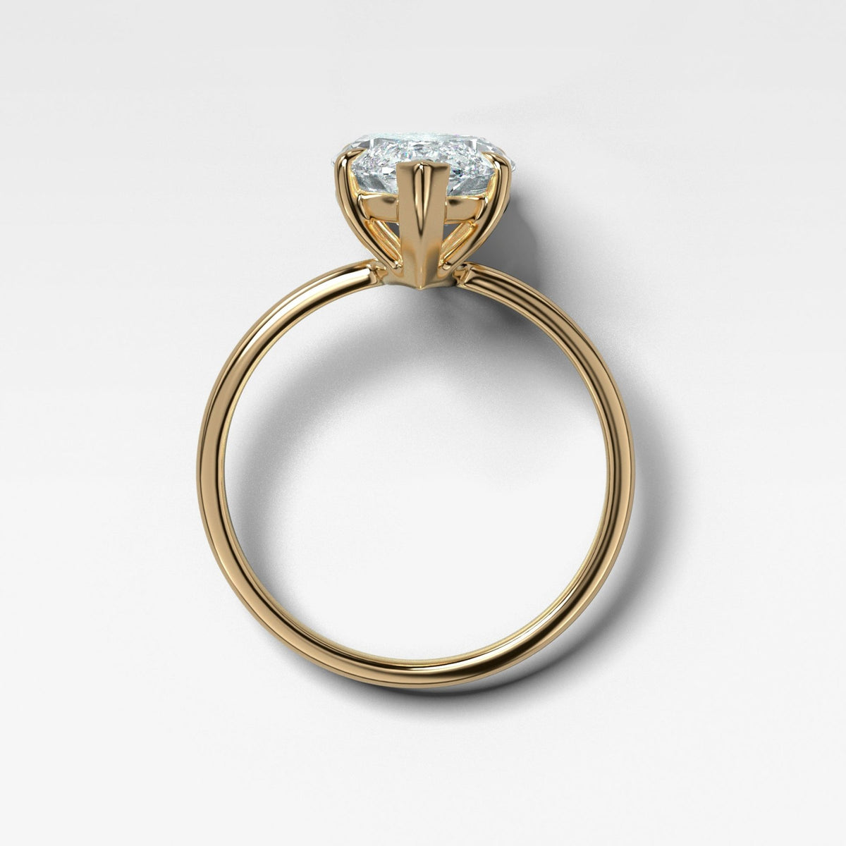 Crescent Solitaire Engagement Ring With Marquise Cut Diamond (North South) - GOODSTONE