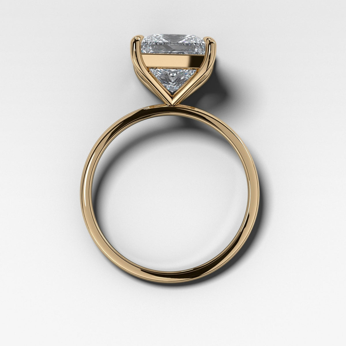 Crescent Solitaire Engagement Ring With Princess Cut Diamond - GOODSTONE