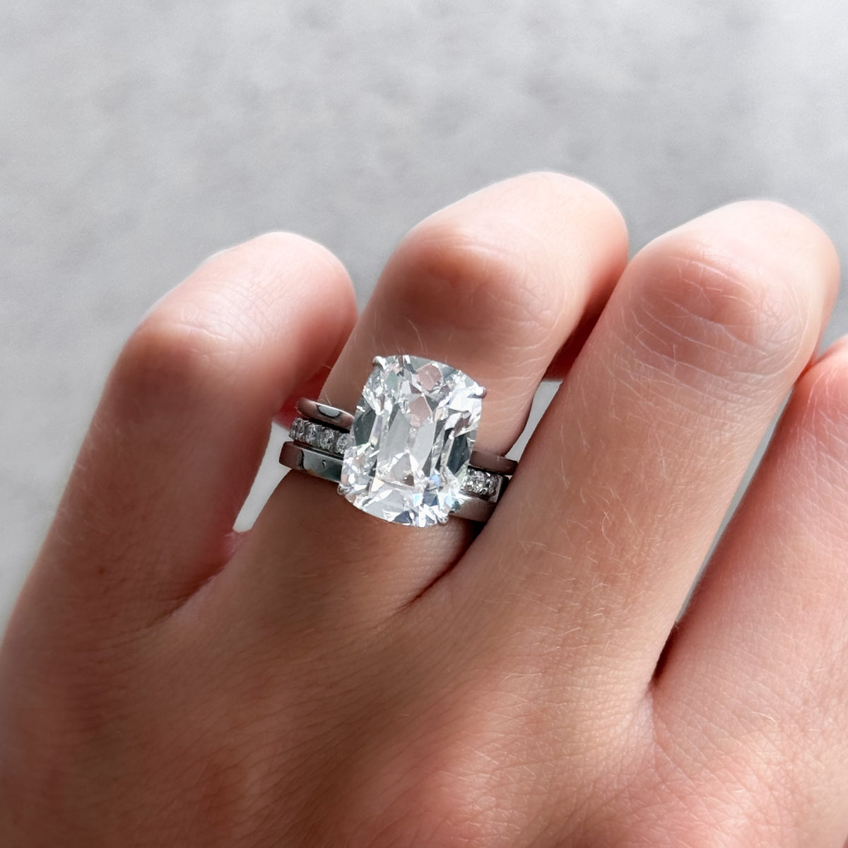 Signature Cathedral Solitaire Engagement Ring With Old Mine Cut Diamond