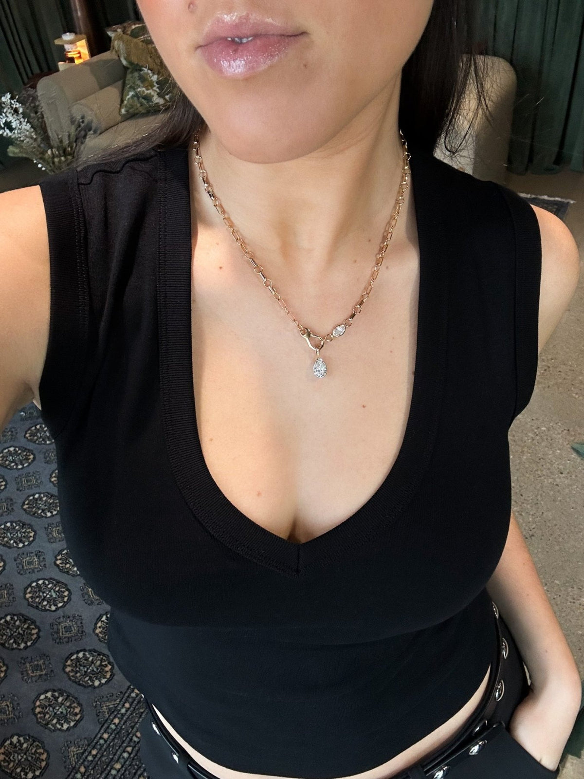 Diamond Drop Clip Lariat Necklace - GOODSTONE