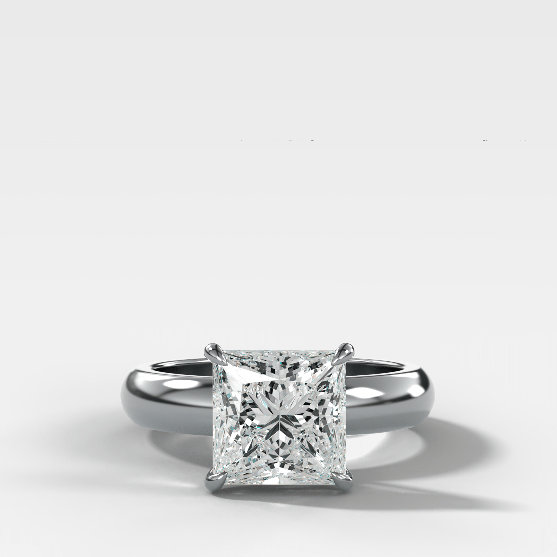 Domed Solitaire Engagement Ring with a Princess Cut Diamond - GOODSTONE