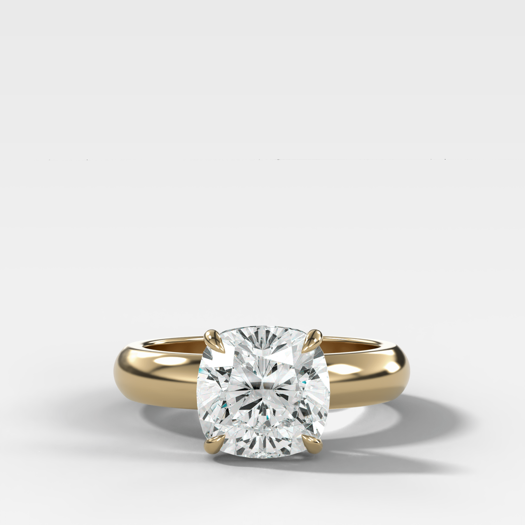 Domed Solitaire Engagement Ring with a Square Cushion Cut Diamond - GOODSTONE