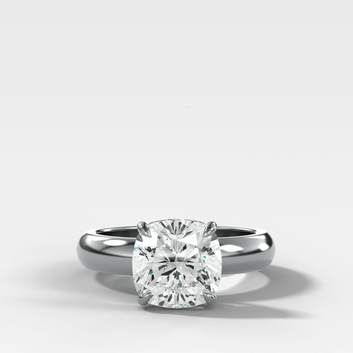 Domed Solitaire Engagement Ring with a Square Cushion Cut Diamond - GOODSTONE