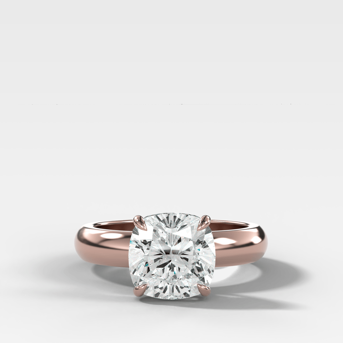 Domed Solitaire Engagement Ring with a Square Cushion Cut Diamond - GOODSTONE