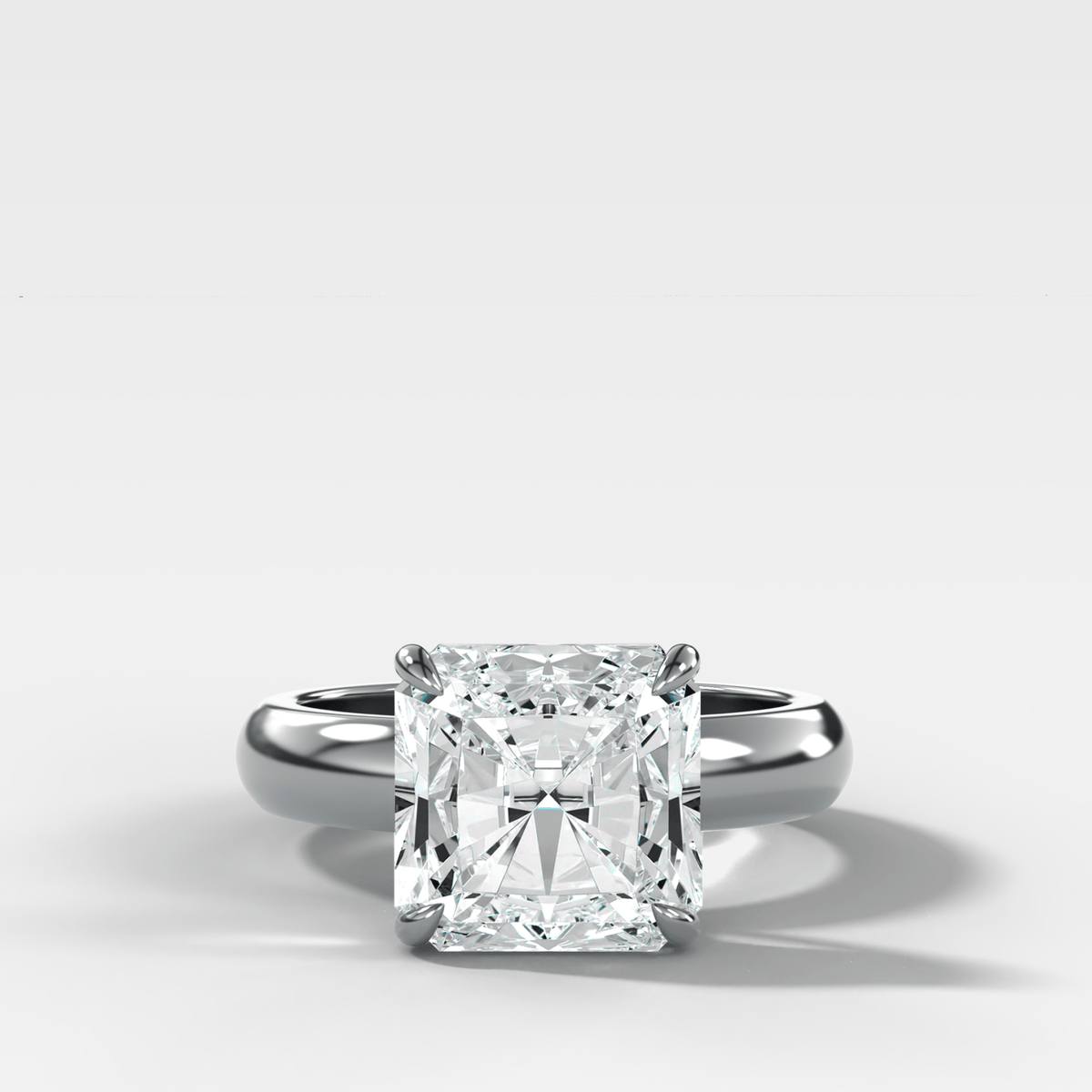 Domed Solitaire Engagement Ring with a Square Radiant Cut Diamond - GOODSTONE