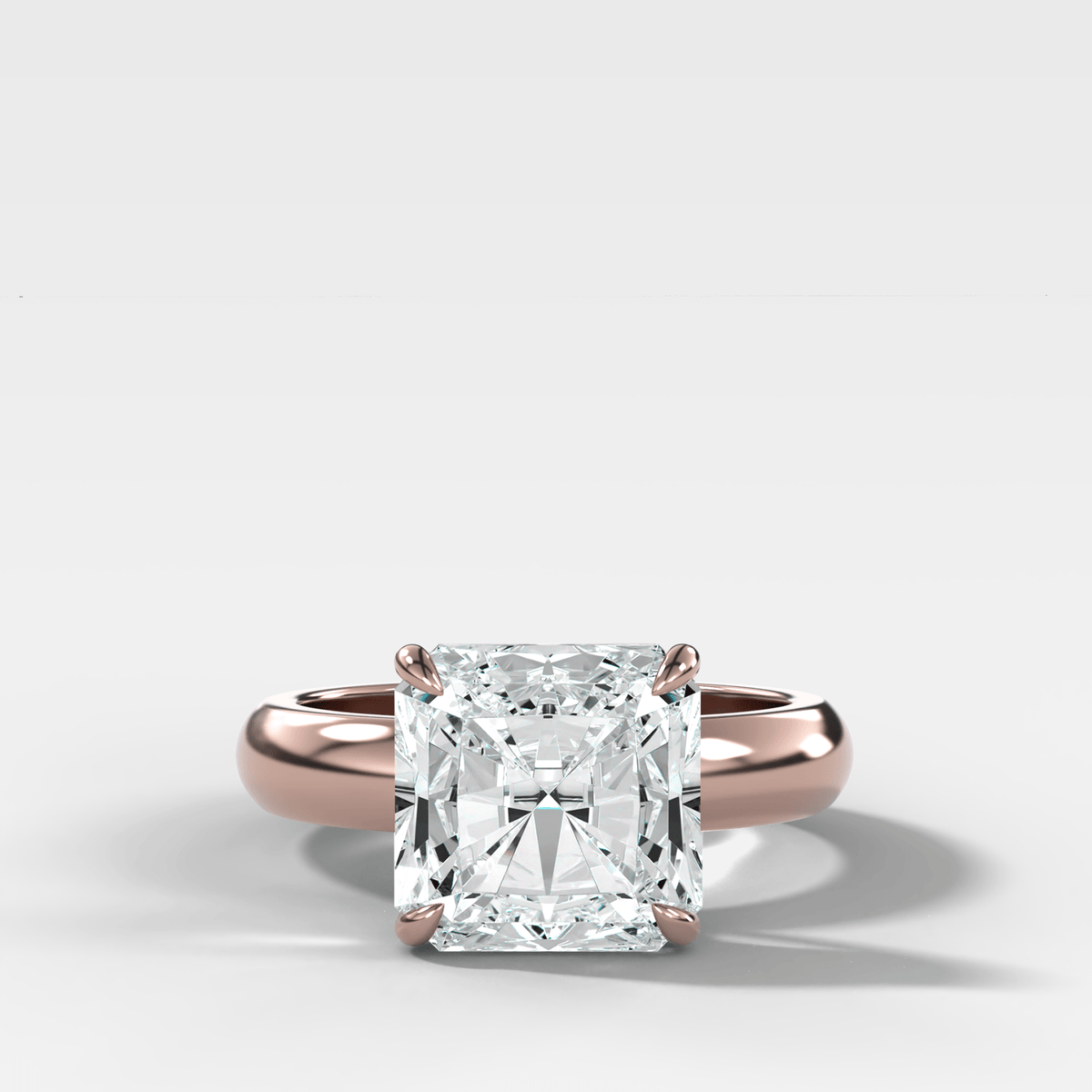 Domed Solitaire Engagement Ring with a Square Radiant Cut Diamond - GOODSTONE