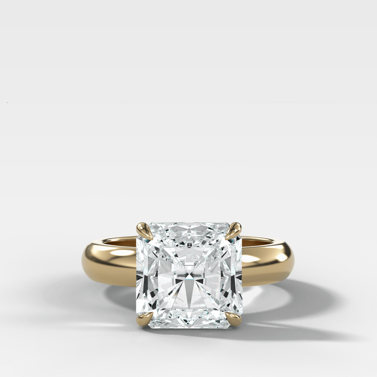 Domed Solitaire Engagement Ring with a Square Radiant Cut Diamond - GOODSTONE
