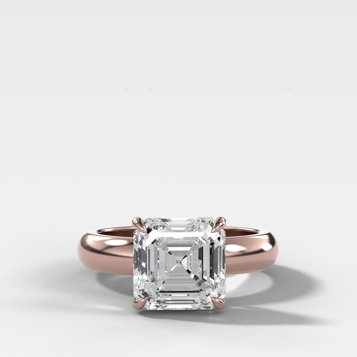 Domed Solitaire Engagement Ring with an Asscher Cut Diamond - GOODSTONE