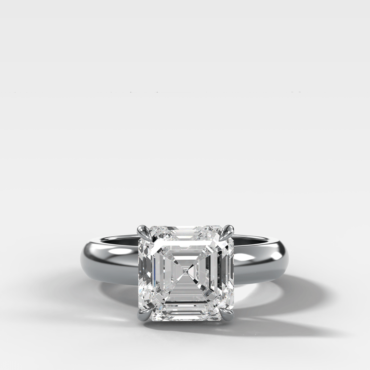 Domed Solitaire Engagement Ring with an Asscher Cut Diamond - GOODSTONE