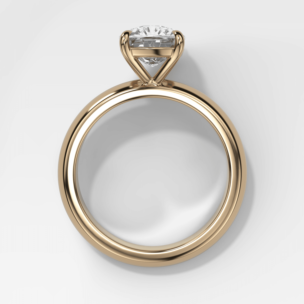 Domed Solitaire Engagement Ring with an Elongated Cushion Cut Diamond - GOODSTONE