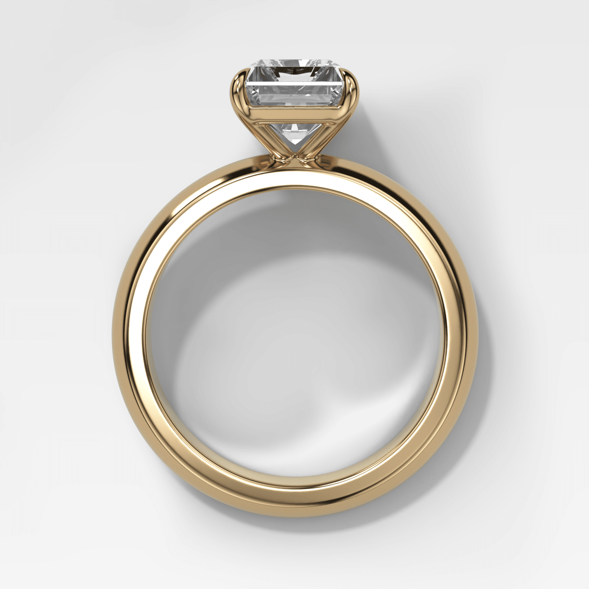 Domed Solitaire Engagement Ring with an Elongated Radiant Cut Diamond - GOODSTONE