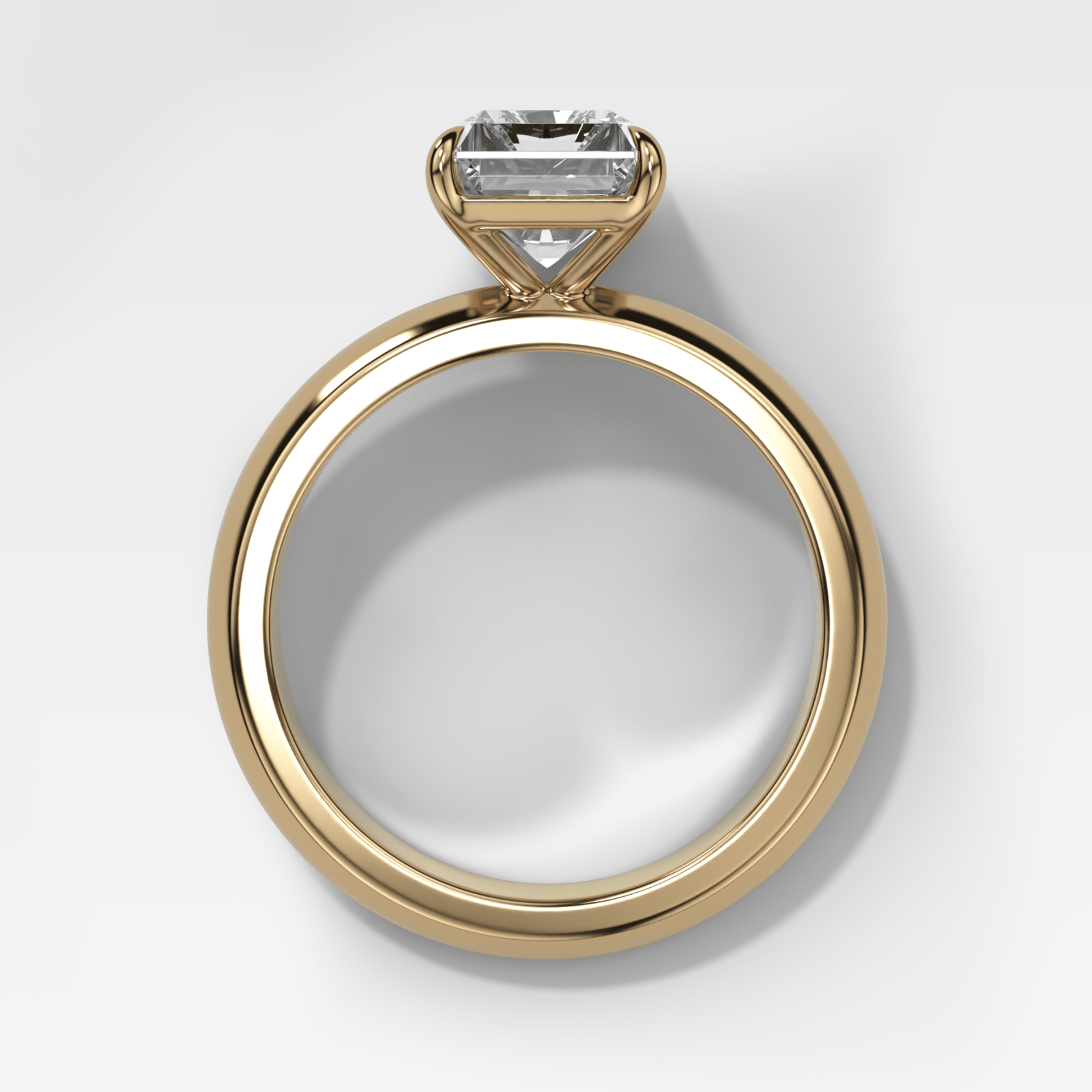 Domed Solitaire Engagement Ring with an Elongated Radiant Cut Diamond - GOODSTONE