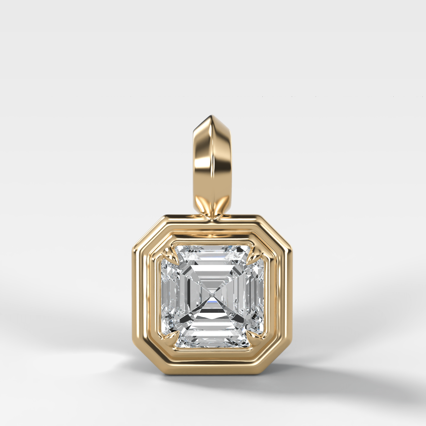 Double Bezel Asscher Attachable Diamond Pendant - GOODSTONE