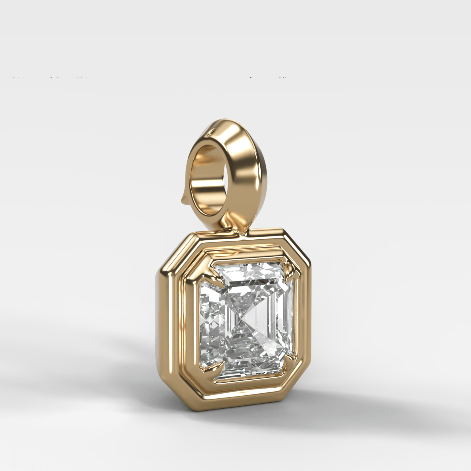 Double Bezel Asscher Attachable Diamond Pendant - GOODSTONE