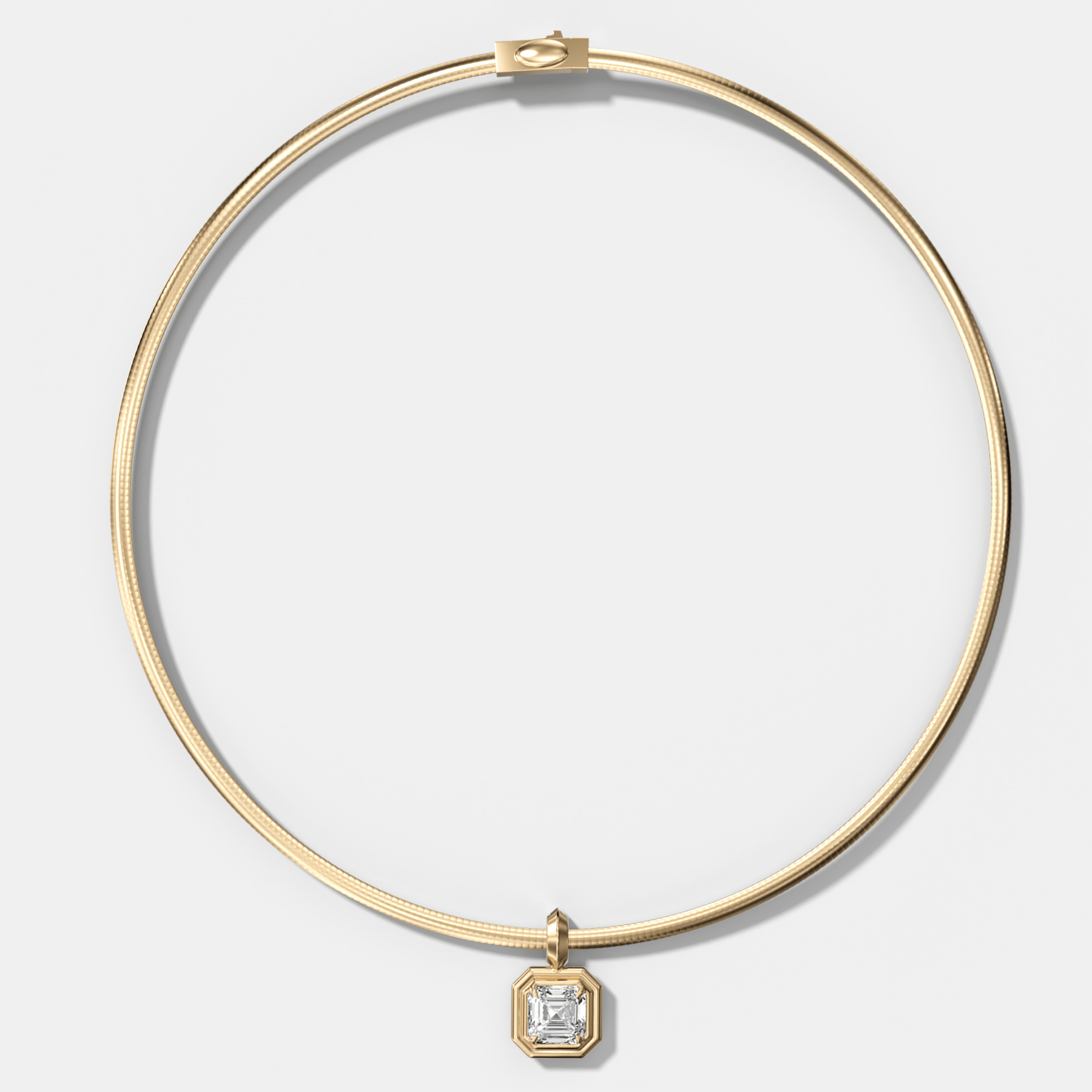 Double Bezel Asscher Attachable Diamond Pendant With Reversible Omega Chain (3mm) - GOODSTONE