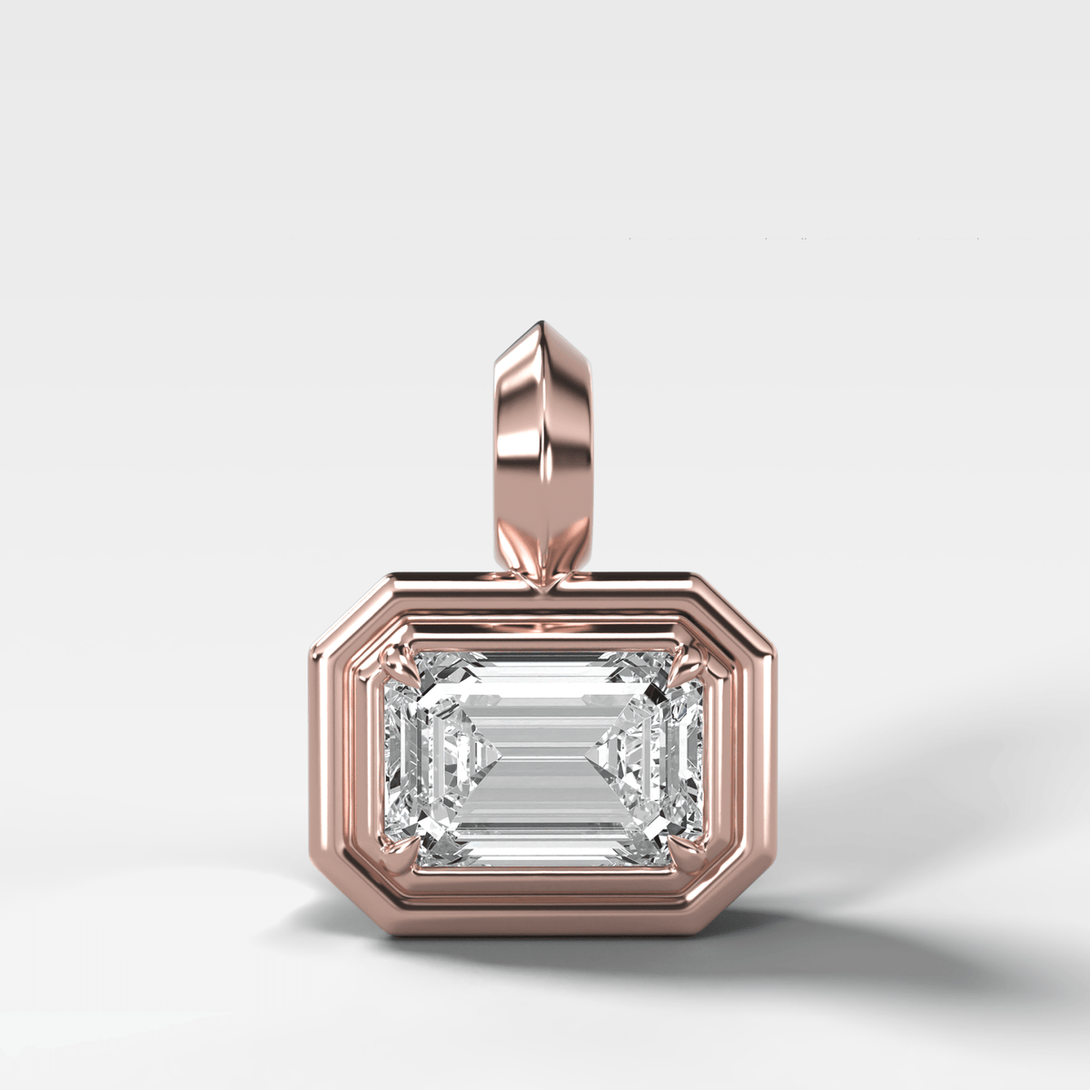 Double Bezel East West Elongated Radiant Attachable Diamond Pendant - GOODSTONE