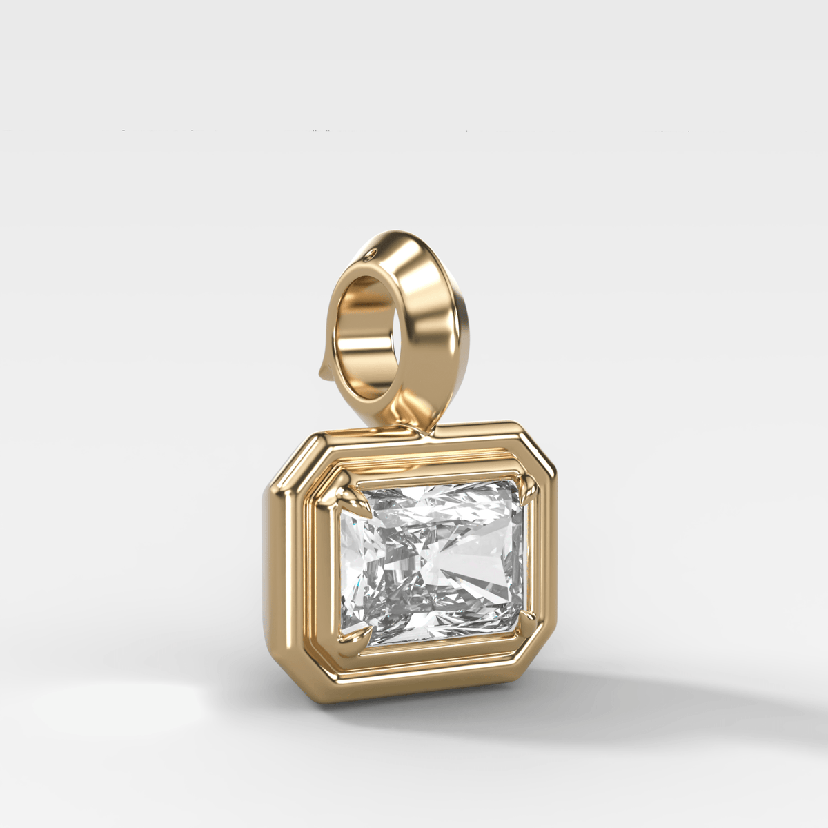 Double Bezel East West Elongated Radiant Attachable Diamond Pendant - GOODSTONE