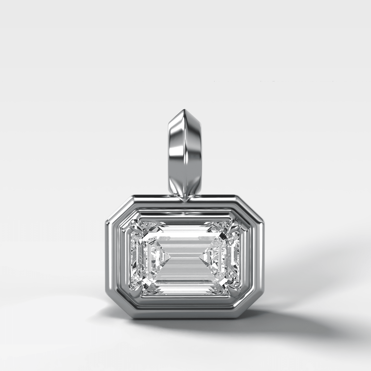 Double Bezel East West Elongated Radiant Attachable Diamond Pendant - GOODSTONE