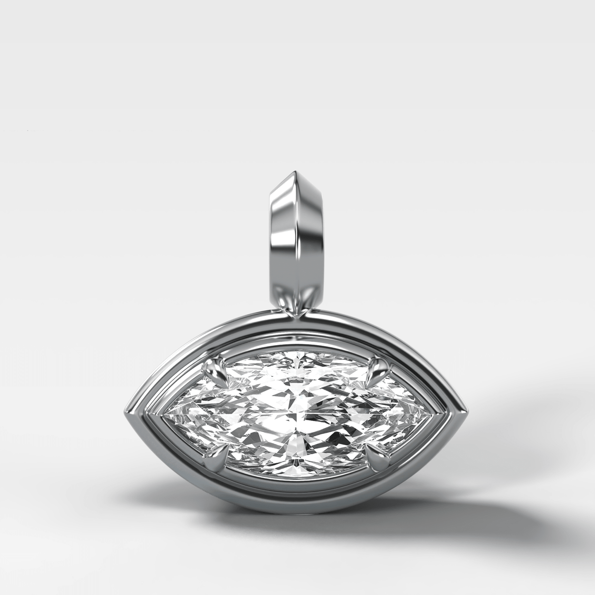 Double Bezel East West Marquise Attachable Diamond Pendant - GOODSTONE