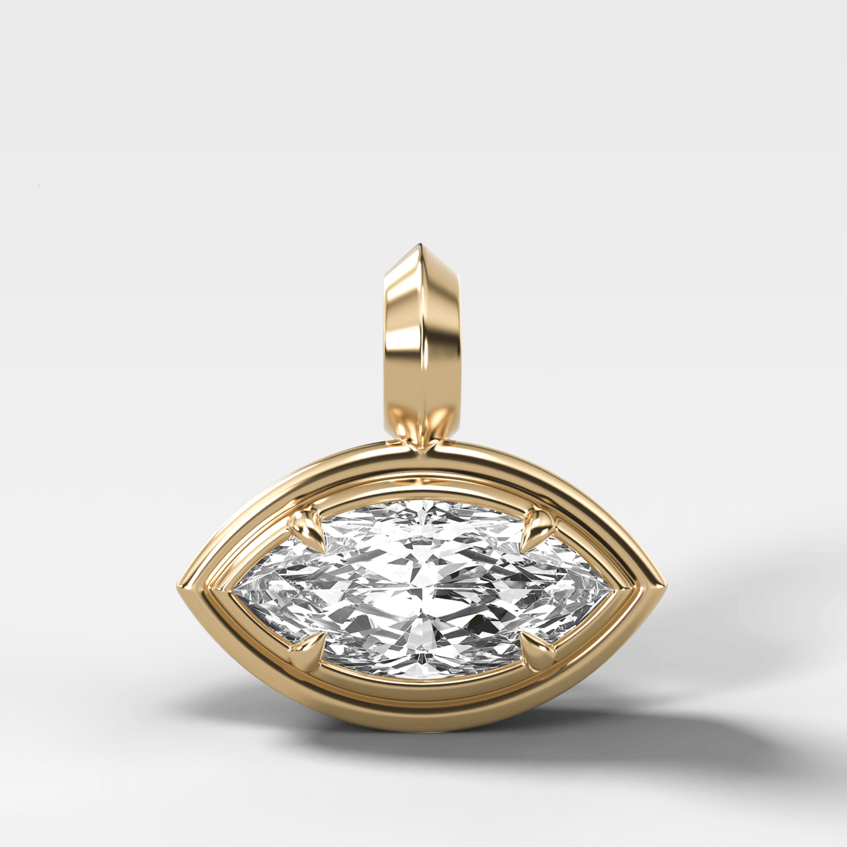 Double Bezel East West Marquise Attachable Diamond Pendant - GOODSTONE