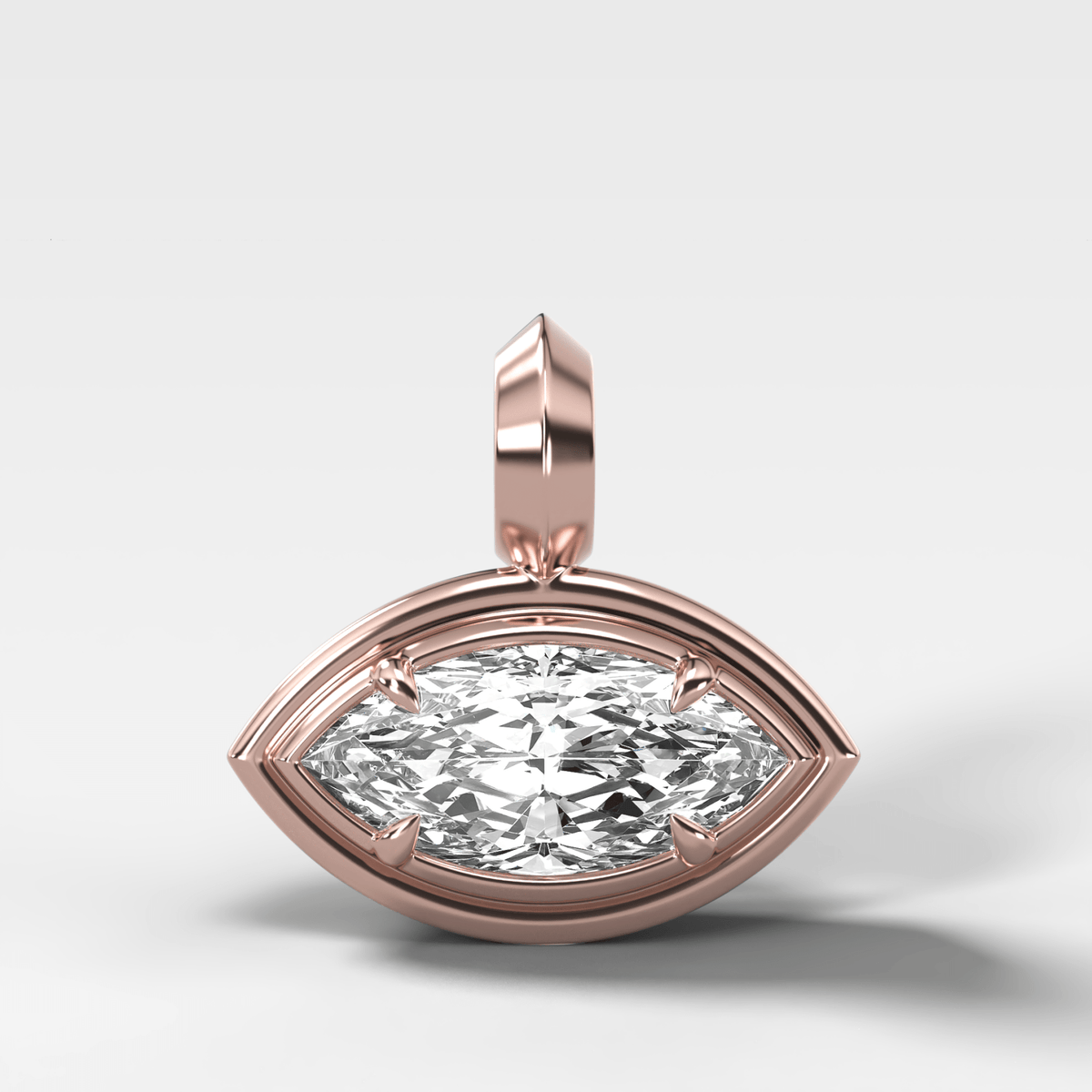 Double Bezel East West Marquise Attachable Diamond Pendant - GOODSTONE