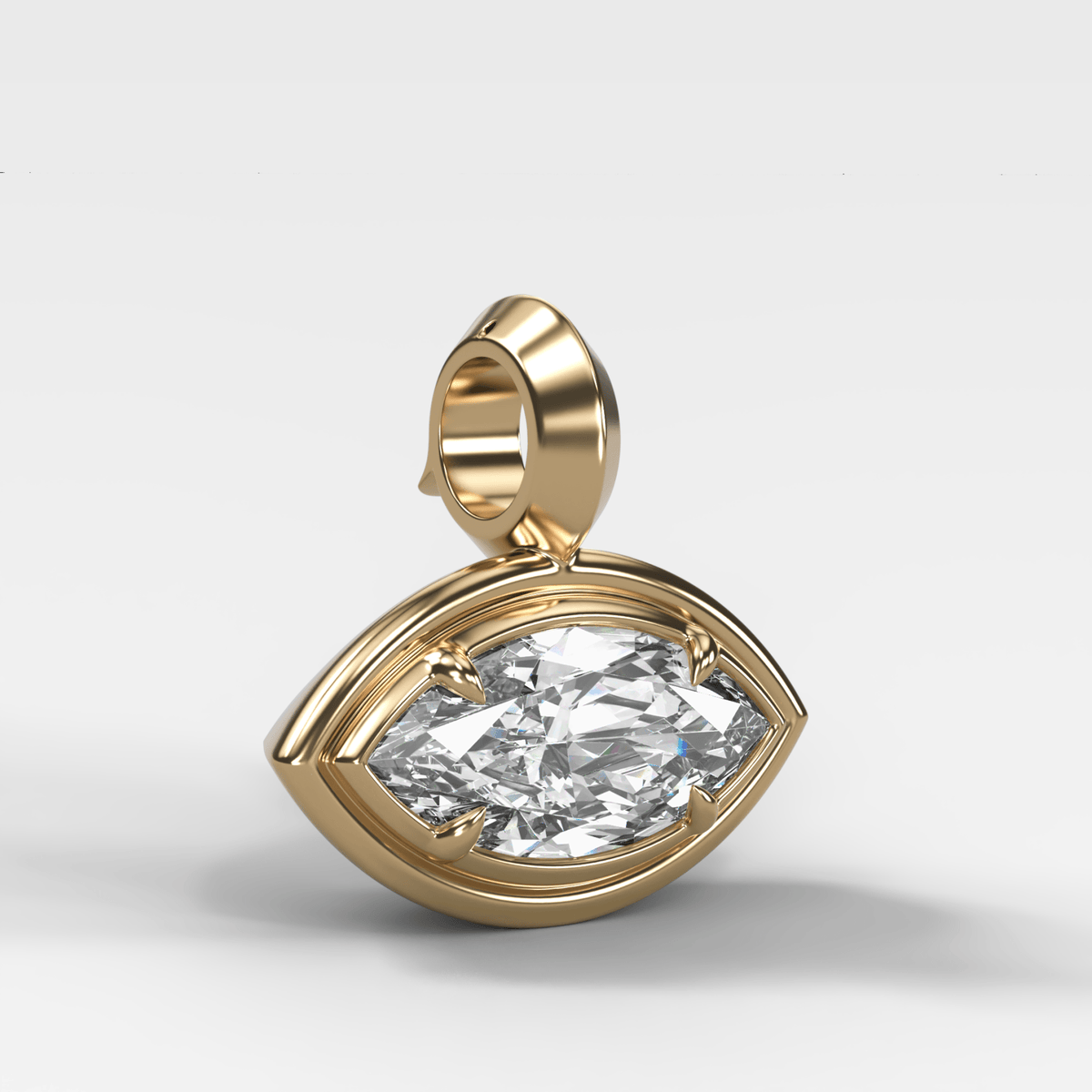 Double Bezel East West Marquise Attachable Diamond Pendant - GOODSTONE