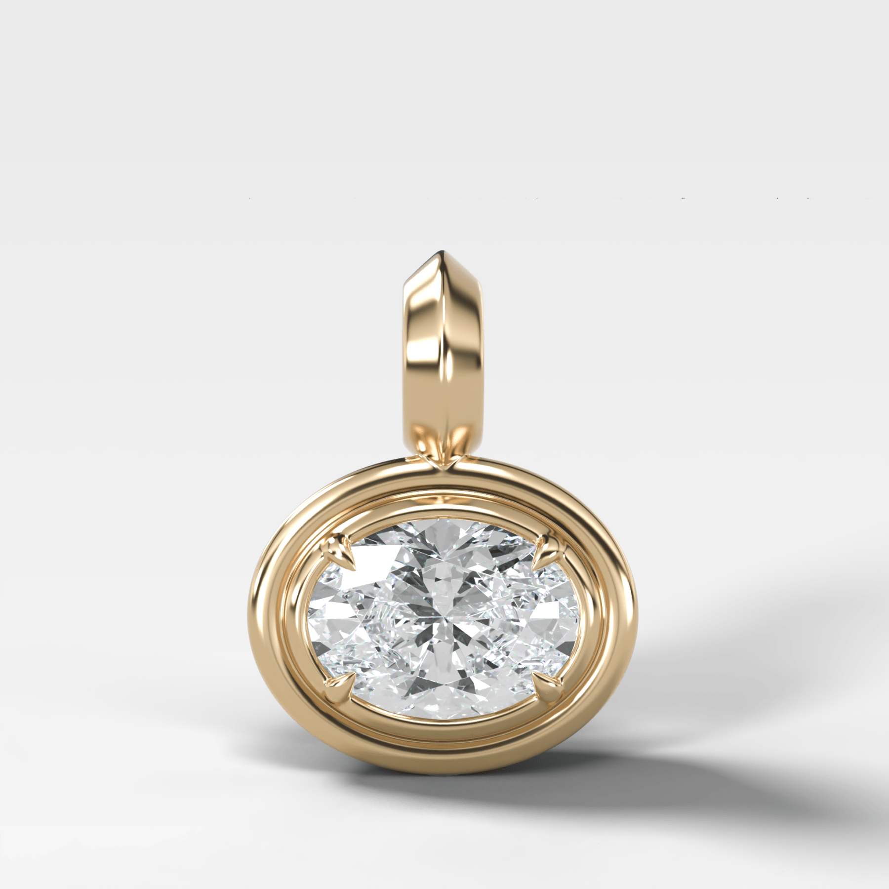 Double Bezel East West Oval Attachable Diamond Pendant - GOODSTONE