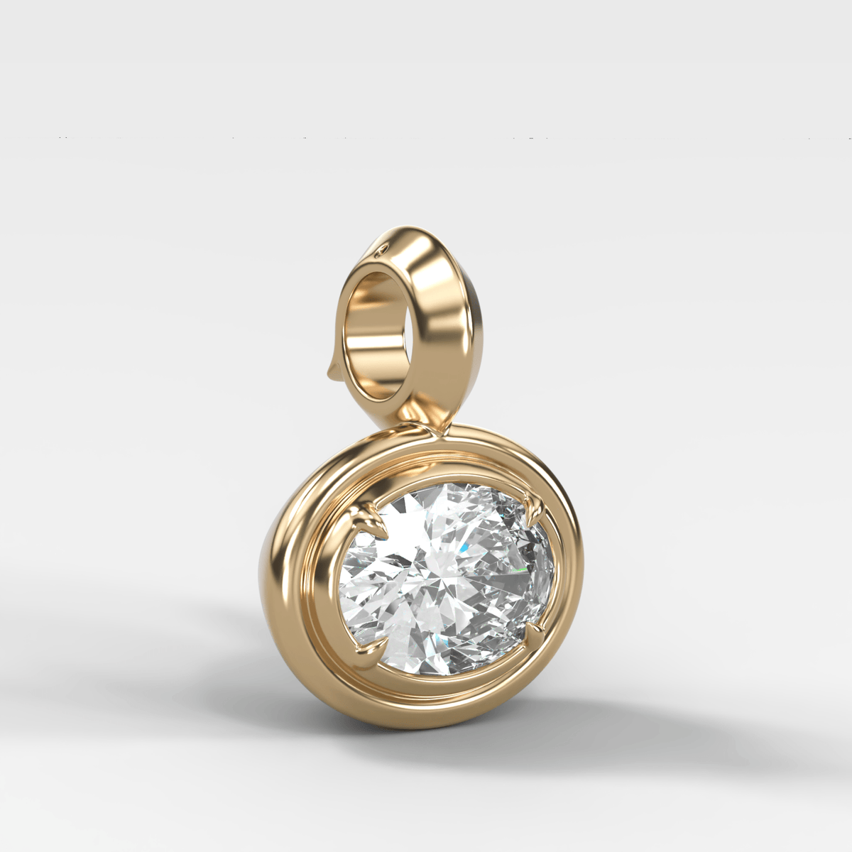 Double Bezel East West Oval Attachable Diamond Pendant - GOODSTONE