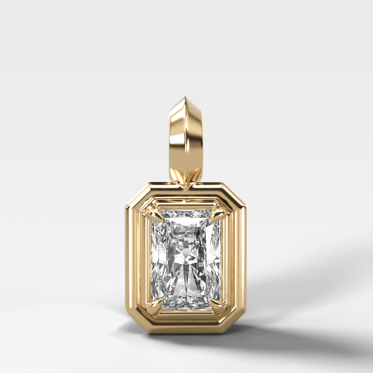 Double Bezel Elongated Radiant Attachable Diamond Pendant - GOODSTONE