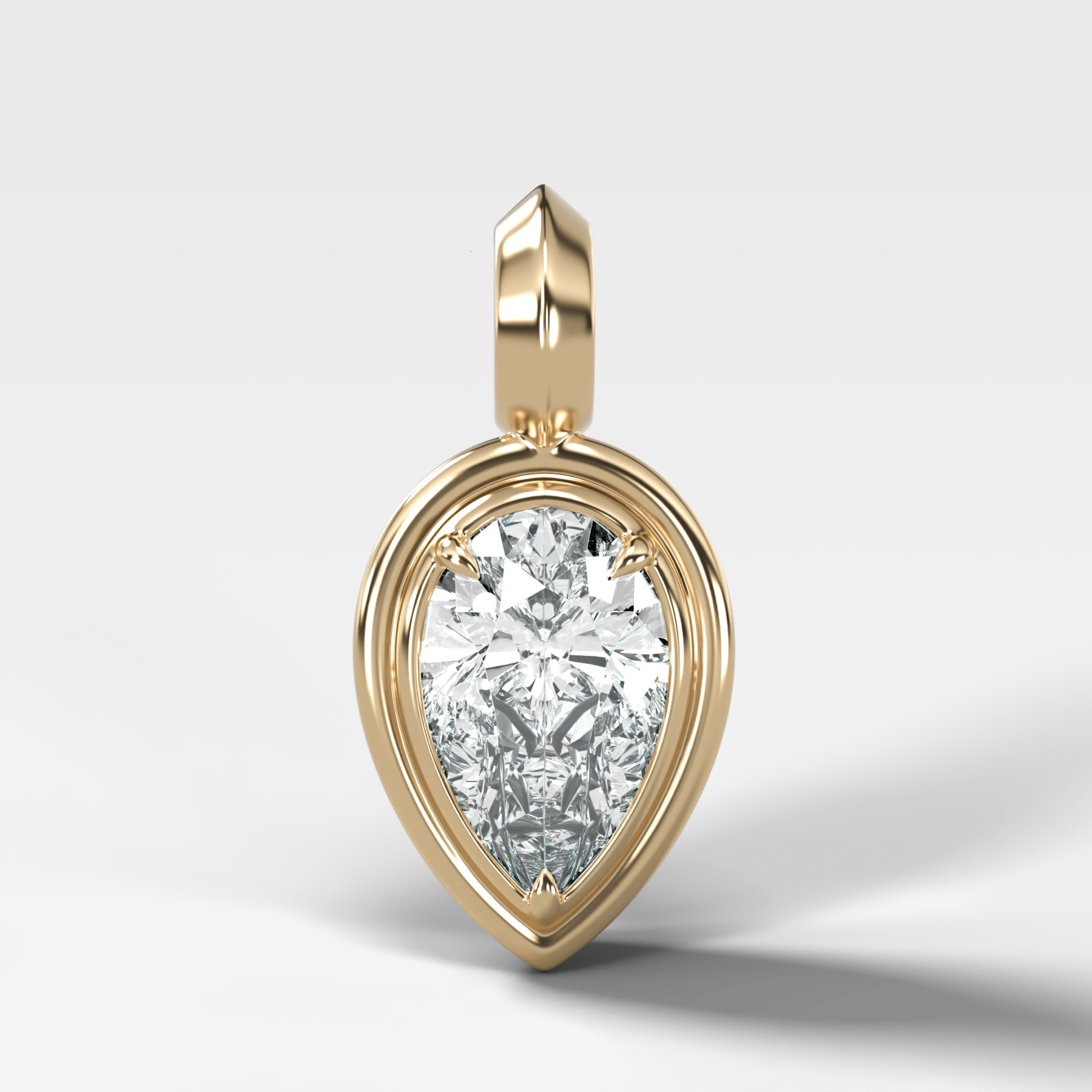 Double Bezel Flipped Pear Attachable Diamond Pendant - GOODSTONE